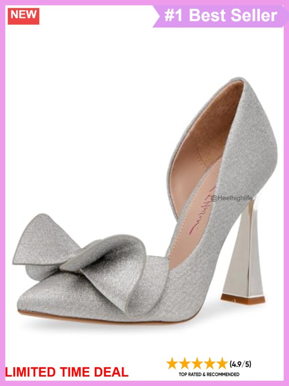Betsey Johnson Nobble Bow D'Orsay Pointed Toe Heels